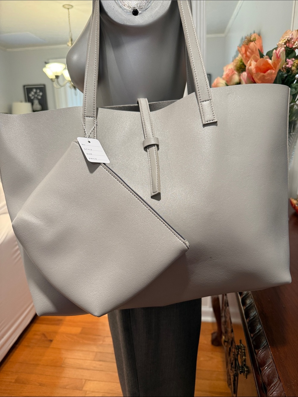 On sale!! 
Structured Tote Bag with Removable Pouch - Light Taupe